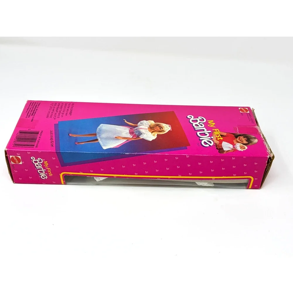 Vintage 1984 My First Barbie Doll Mattel 1875 White Pink Dress New in Box NIB
